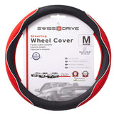 STEERING WHEEL COVER M "WHITE LINE" RED