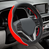 STEERING WHEEL COVER M "WHITE LINE" RED